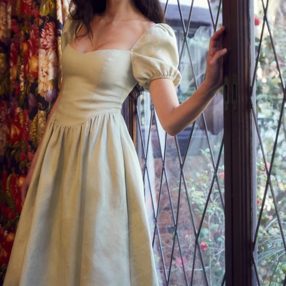 Reformation | Dresses | Reformation Davila Linen Dress Color Dried Herbs |  Poshmark
